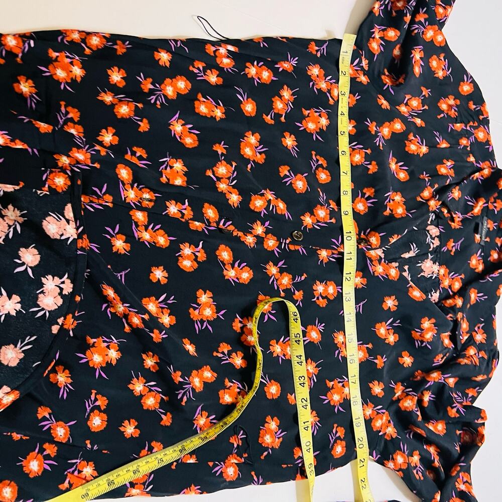 Ann Taylor Floral Button Up Shirt Dress Size S Small Black Multi - Picture 7 of 9